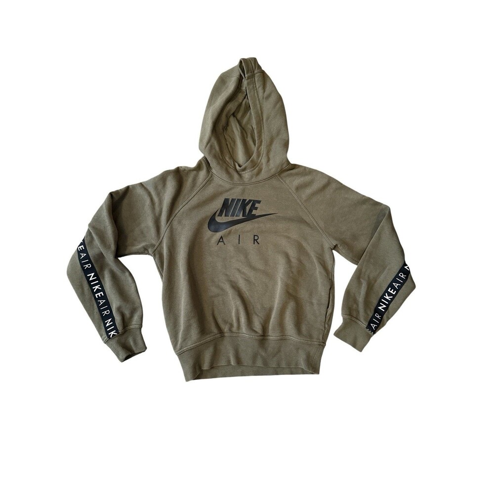Nike Air Hoodie Sweatshirt Womens S Olive Green Fleece Athleisure Pockets CZ4014